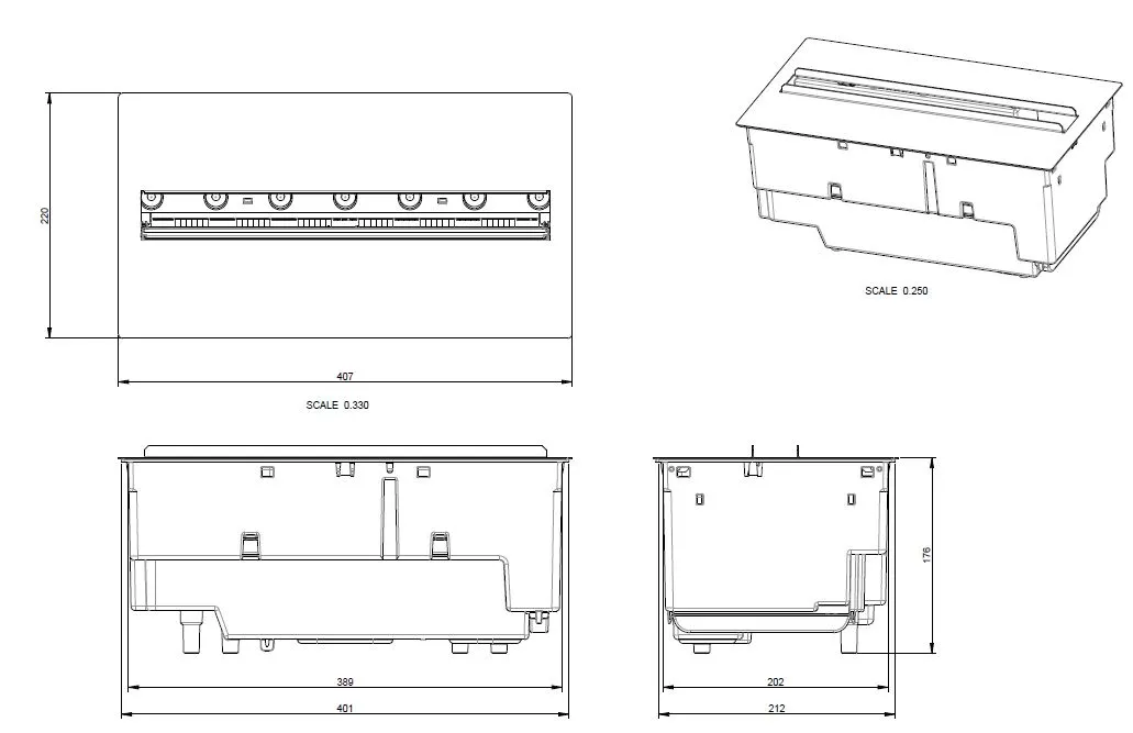 električni kamin dimplex cassette 400-600 LED dimenzije