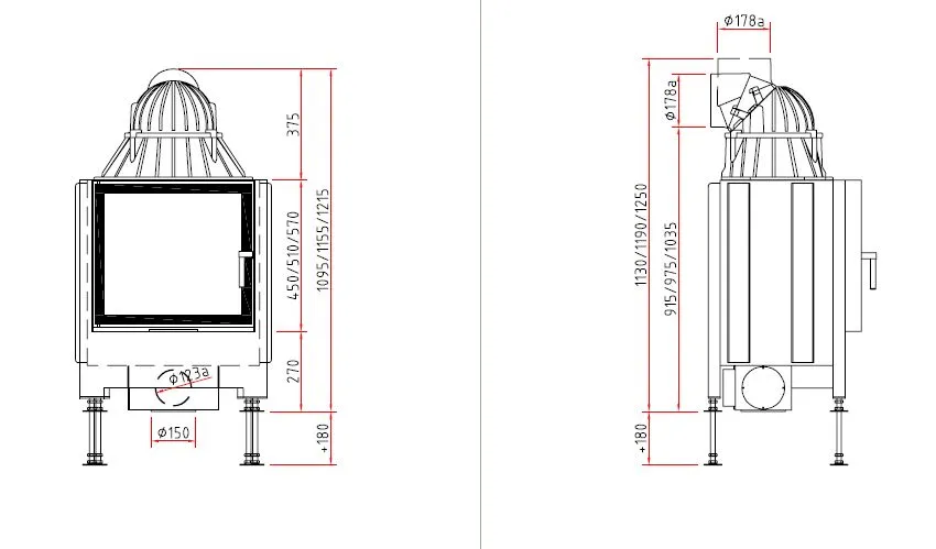 kamin na drva schmid lina 55 dimenzije