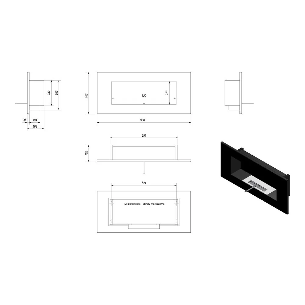 kamin na bioetanol kratki delta 2 black