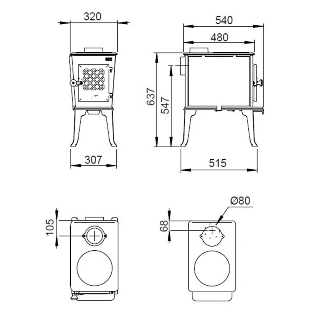 jotul f 602 eco dimenzije