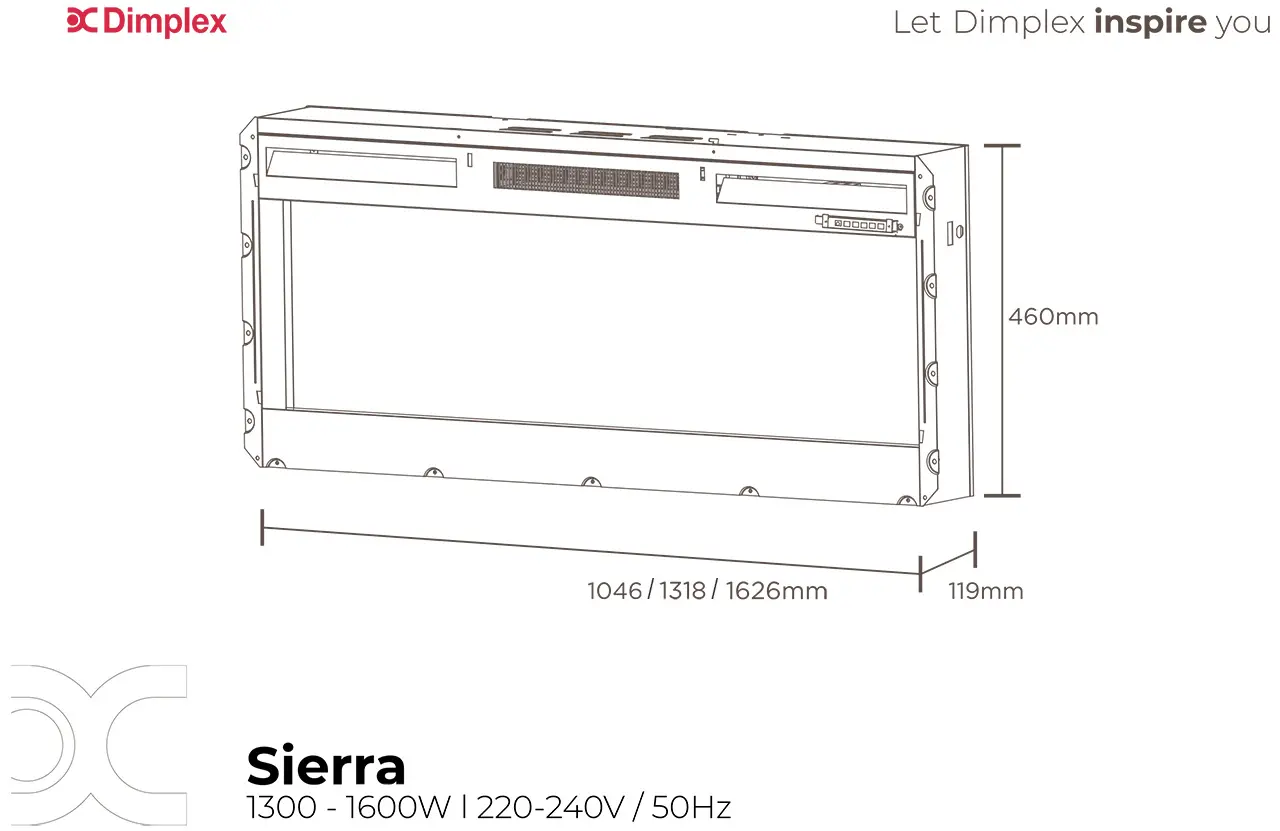 električni kamin dimplex sierra dimenzije