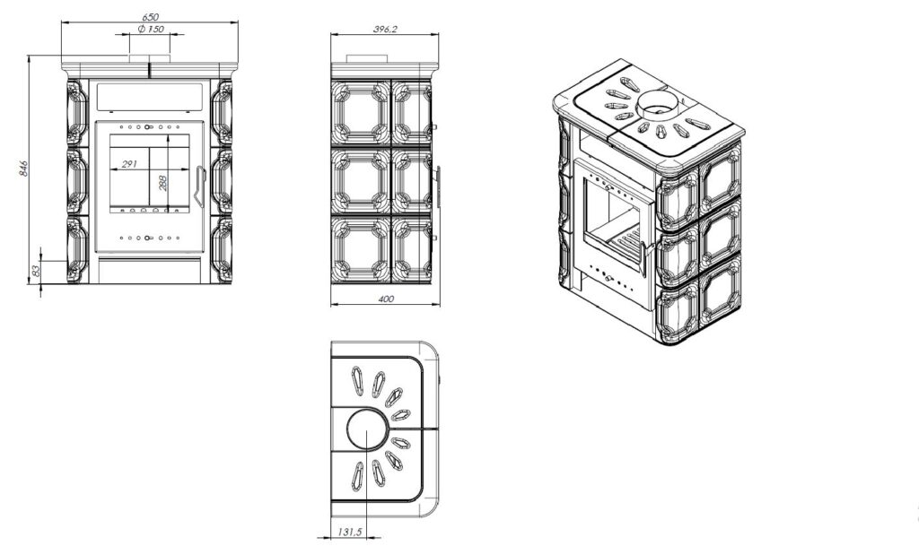 keramička peć na drva nordflam sentra