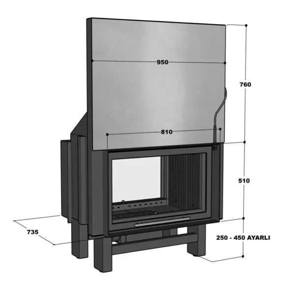 Kamin na drva tunel - HURSAN H-PRO 95 C - Slika 2